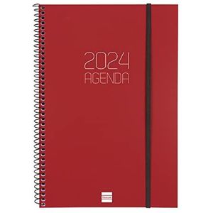 Finocam - Agenda 2024, spiraalbinding, weekoverzicht, verticaal, januari 2024 - december 2024 (12 maanden), bordeaux, Spaans
