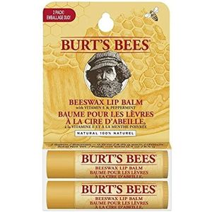 Burt's Bees 100% natuurlijke, hydraterende lippenbalsem in voordelige verpakking van 2, bijenwas, 2 tubes in blisterdoos, 8,5 g