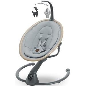Maxi-Cosi Cassia Elektrische babyswing, 0-6 maanden, max. 9 kg, Babywipstoel, 12 melodieën, 360° draaibaar zitje, automatische bewegingsdetectie, 5 snelheden, 2 ligstanden, Essential Grey