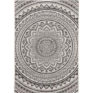 benuta Nest tapijt Cleo - synthetische vezel - geschikt voor buiten - rechthoekig en in de stijl: Geometrisch, etnische stijl - onderhoudsvriendelijk voor woonkamer slaapkamer | wit/zwart | 140x200 cm