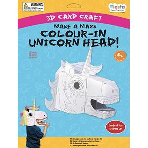 T-3043 Make A Unicorn 3D Colour-In Mask Card Craft Kit, Children's Crafts And Accessories