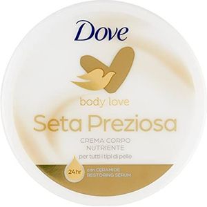Dove, Wertvolle Seidenkörpercreme, nährende Körpercreme für alle Hauttypen, weiche und glatte Haut mit Seideneffekt für 24 Stunden, mit Ceramid Restoring Serum, Dermatologisch getestet, 300 ml, 1
