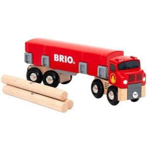 BRIO - Vrachtwagen - Rood - Houttransport - Met Afneembare Oplegger