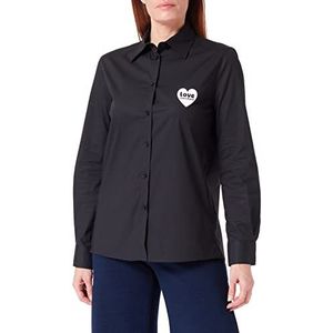 Love Moschino Dames Regular Fit Long-Sleeved Shirt, Black, 42, zwart, 42