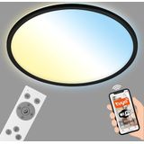 BRILONER - Smart LED plafondlamp, ronde WiFi woonkamerlamp, kleurtemperatuurregeling, dimbare plafondlamp met afstandsbediening, spraakbesturing, wit-zwart, Ø42 cm.