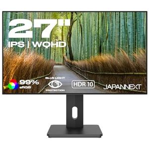 JAPANNEXT - JN-27IPS4FLWQHDR-HSP - Monitor - 27 inch - WQHD - Verstelbare Hoogte en Kanteling - Ingebouwde Luidsprekers - Flicker Free