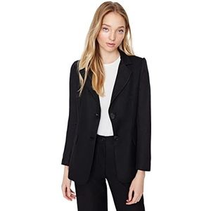 Trendyol Dames reverskraag effen normale blazer jas, zwart, 38, Zwart, 64
