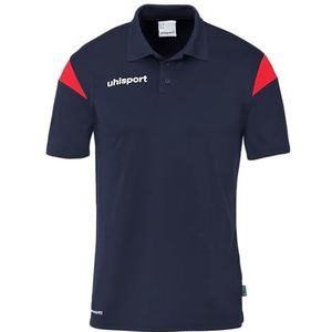 uhlsport Squad 27 Poloshirt voor heren, dames en kinderen, T-shirt met polokraag, marineblauw/rood, 164 cm