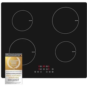 Exquisit Kookplaat EKI 601-2 | inductie | Touch Control | 4 kookplaten | frameloos | 7000 W