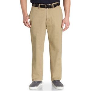 Nautica Men's Big and Tall Cotton Twill Flat Front Chino Pant, True Khaki, 42W 36L