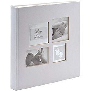 walther design fotoalbum grijs 28 x 30,5 cm Babyalbum met omslaguitsparing en reliëf, Baby Little Foot UK-172