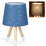 Relaxdays tafellamp kinderkamer, kinderlamp jongens & meisjes, E14 fitting, ronde lampenkap, 40 cm hoog, blauw