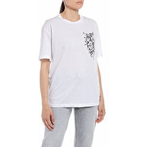 Replay Dames W3623E T-Shirt, 001 wit, M, 001, wit, M