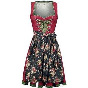 Dirndline Dames dromerige dirndl met denim jurk voor speciale gelegenheden, rood/groen, XXL