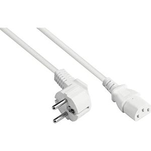 Good Connections Netsnoer - 2,5 m - geaarde stekker type E+F (CEE 7/7, hoekig) op C13 koudaansluiting (recht) - kopergeleider CU - 1,00 mm² - kabel voor pc, monitor, enz. - wit