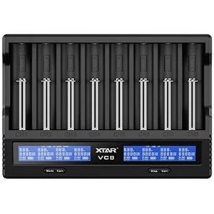 Batterijlader Xtar VC8 8-kanaals met LCD-scherm voor Li-ion NiMH-batterijen