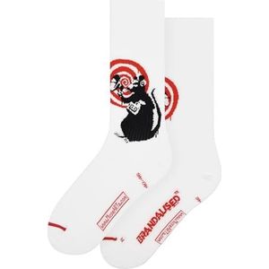 MuseARTa Unisex Banksy graffiti sokken, wit, 36-40