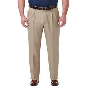 Haggar Men's Big & Tall Premium Comfort Classic Fit Pleat Front Pant, Medium Khaki, 48Wx29L