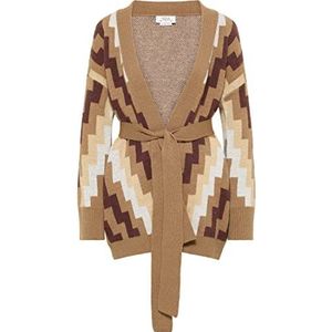 SIDONA Dames open gebreide cardigan 15525118-SI01, bruin meerkleurig, M/L, Bruin meerkleurig., M/L