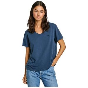 Pepe Jeans Fabiana Dames T-shirt, Blauw, M, Blauw (gewassen marineblauw), M