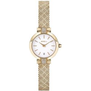 BREIL - Dameshorloge Soul Collection TW1917 - damesaccessoires - puur horloge voor dames met een behuizingsdiameter van 25 mm en verstelbare armbandlengte van 13,5 tot 19 cm, goud-wit., armband