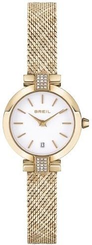 BREIL - Dameshorloge Soul Collection TW1917 - damesaccessoires - puur horloge voor dames met een behuizingsdiameter van 25 mm en verstelbare armbandlengte van 13,5 tot 19 cm, goud-wit., armband