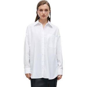 Koton Dames Pocket Detail Oversized Cotton Shirt, 000 (wit), 34