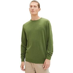 TOM TAILOR Basic gebreide trui met ronde hals heren, 32719-warm groen gemêleerd, XXL