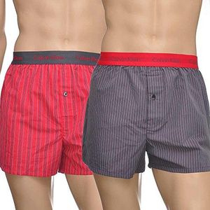 Calvin Klein Onderwear Boxershorts voor heren, Woven, slim fit, verpakking van 2 stuks, Mehrfarbig (1 Monroe Plaid/Brilliant Red Mrc), S