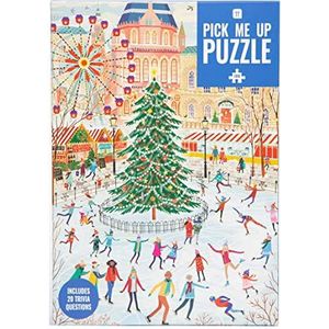 Talking Tables Schaatsen 1000-delige kerstpuzzel voor volwassenen | Geïllustreerde winterpuzzel met kerstboom en marktscène | Cadeau voor haar, hem