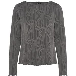 PIECES Pcnannika Ls Boatneck Top BC T-shirt met lange mouwen, donkergrijs, XL dames, Donkergrijs, XL
