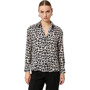 Koton Dames lange mouwen buttoned shirt, Ld5 (luipaardpatroon), 42