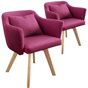 Menzzo Dantes Set met 2 Scandinavische stoelen, stof, violet, 58 x 58 x 70 cm