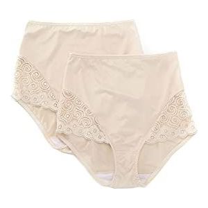 Bali Women's Shapewear Brief with Lace Firm Control 2-Pack, Light Beige, 2X