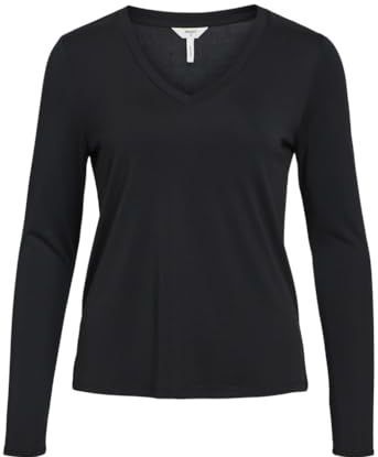 Object OBJANNIE RE L/S V-hals Top NOOS, zwart, XL