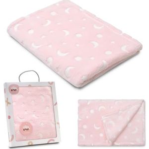 Interbaby Babydeken voor pasgeborenen, extra zacht, maan en sterren, comfortabel, warm, 80 x 110 cm, uniseks, voor kinderbed, kinderwagen, wieg