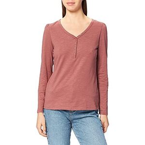 ESPRIT Henley-longsleeve van 100% biologisch katoen, 675/Dark Old Pink, XXS