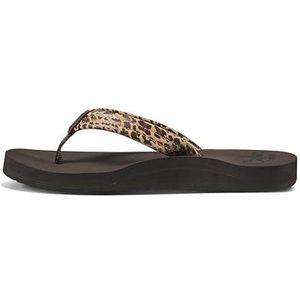 REEF Cushion Breeze Teenslippers voor dames, ultrazacht voetbed met voetsteun, ondersteuning van de voetboog, Luipaard, 40.5 EU