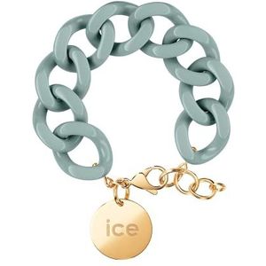 ICE - Jewellery - Chain bracelet - Lagoon green - Groene XL mesh armband voor vrouwen met een gouden medaille (020357)