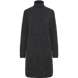 PIECES Pcellen Ls High Neck Knit Dress Noos Bc gebreide jurk, dark grey melange, L