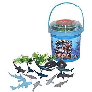 Wild Republic Adventure Bucket Mini haai, cadeau voor kinderen, zandspeelgoed met speelgoedfiguren, sensorisch speelgoed
