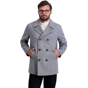Nautica Klassieke Double Breasted Wolmix Peacoat voor heren, Lichtgrijs, S
