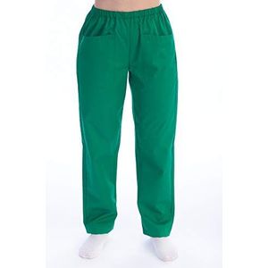 Gima - Broek van katoen en polyester voor ziekenhuisuniform, groene kleur, met elastische taille, 3 zakken, uniseks, XS-maat, voor artsen, tandartsen, dierenartsen, verpleegkundigen, fysiotherapeuten.