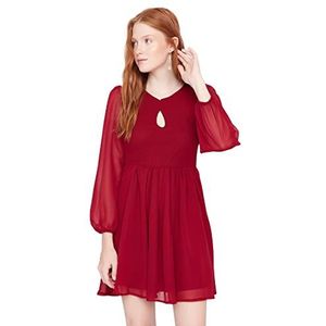 Trendyol Dames Mini Basic Regular Geweven Jurk,Damson Kleur,36, Damson Kleur, 62