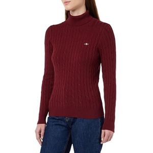 GANT Dames Stretch Cotton Cable Turtleneck Pullover, Plumped Rood, XXL