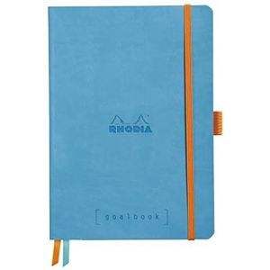 Rhodia 117701C Rhodiama notitieboek (met zacht deksel in formaat DIN A4+, 220 x 297 mm, 80 vellen, microgeperforeerd, gelinieerd, met elastiek, bladwijzer, elastische binnenvak) geruit turquoise