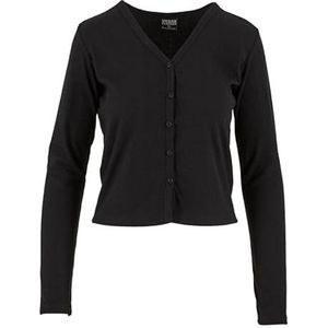 Urban Classics Gebreid vest voor dames, gebreid vest met knoopsluiting, cardigan voor dames, zwart, L