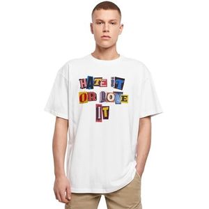 Mister Tee Upscale Unisex T-shirt Hate it or Love It Oversized Tee, uniseks T-shirt met opdruk, oversized fit, katoen - print T-shirt, grafisch T-shirt, wit, XL
