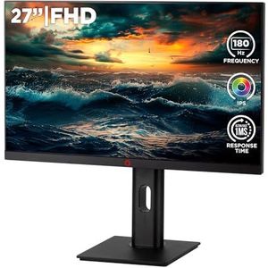 Konix Zephyr Gaming Monitor 27 inch PC, PS5, Switch 2, Xbox - Full HD resolutie 1080px - 180Hz - 1ms - FreeSync - HDMI 2.0 - DisplayPort - IPS-paneel