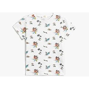Koton T-shirt met ronde hals voor jongens, bedrukt zomer-thema, Wit design (0d0), 3-4 Jaar